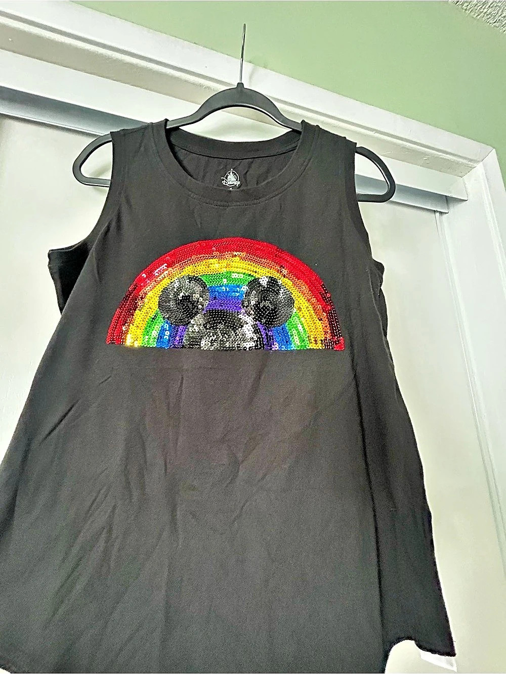 Disney Mickey Mouse Rainbow Sequin Tank Top Black & Multicolor Medium
